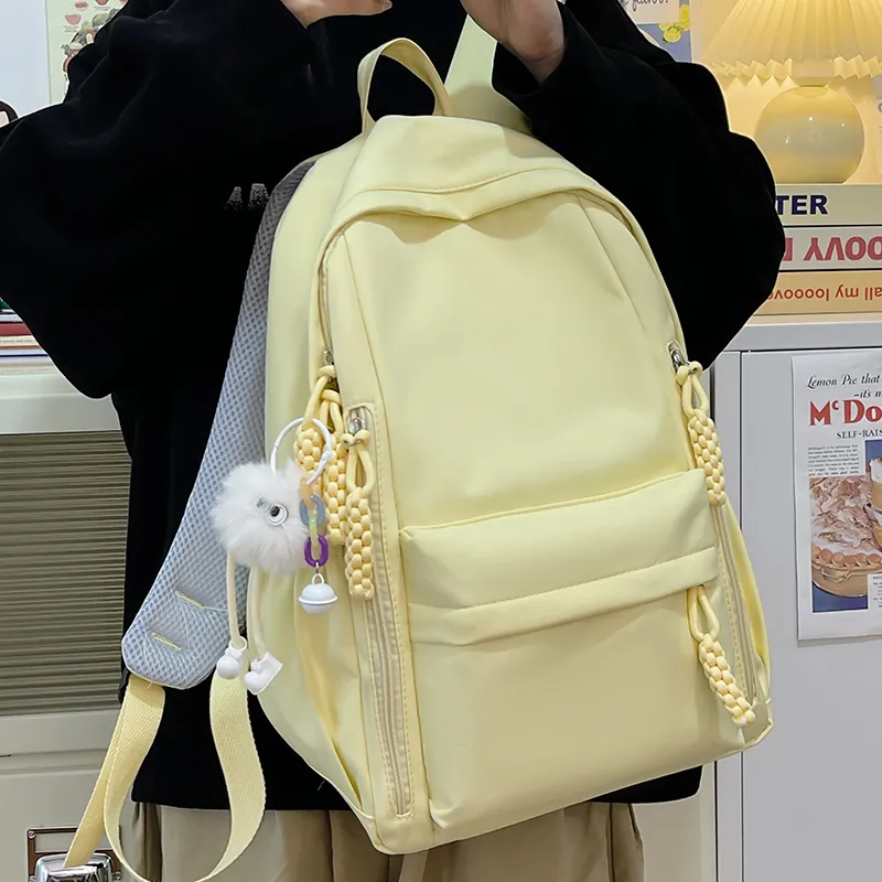 BAODIDAISHU Nylon Fabric Backpack Regular Unisex Burgundy/Black/White/Yellow/Violet-20