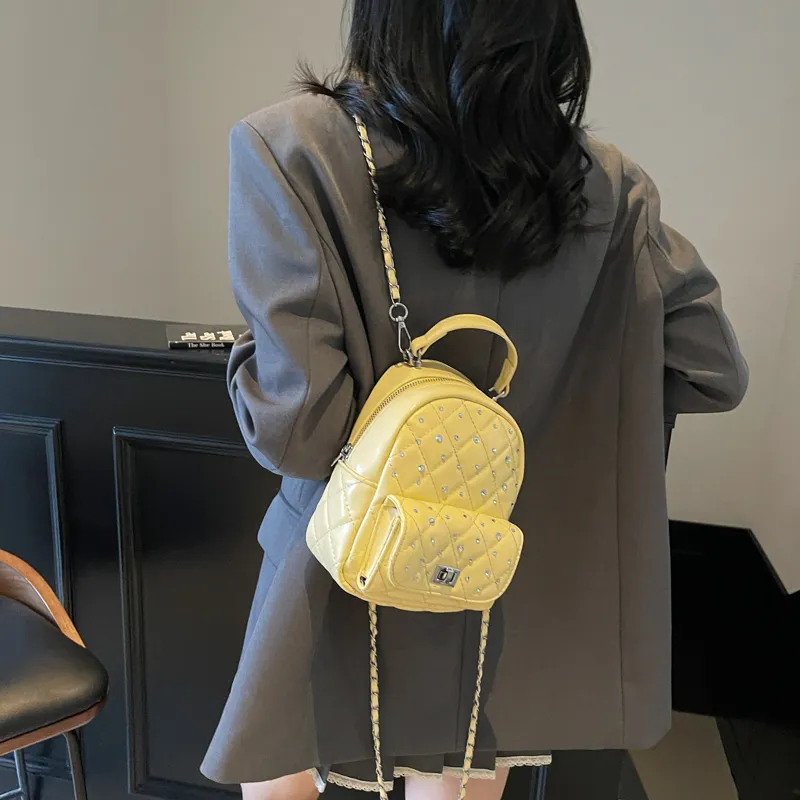 BAODIDAISHU PU Commute Backpack Shopping Travel Backpack Regular Women's White/Black/Red/Yellow/Denim Blue/Pink Purple-21