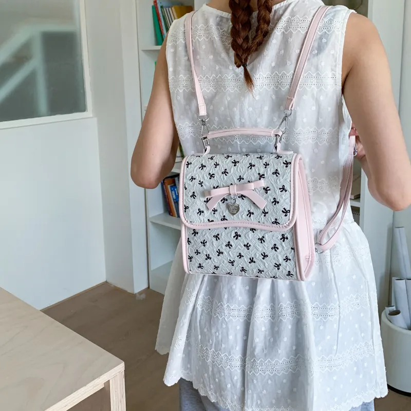 BAODIDAISHU Composite Cloth Backpack Women's White/Pink/Black-5