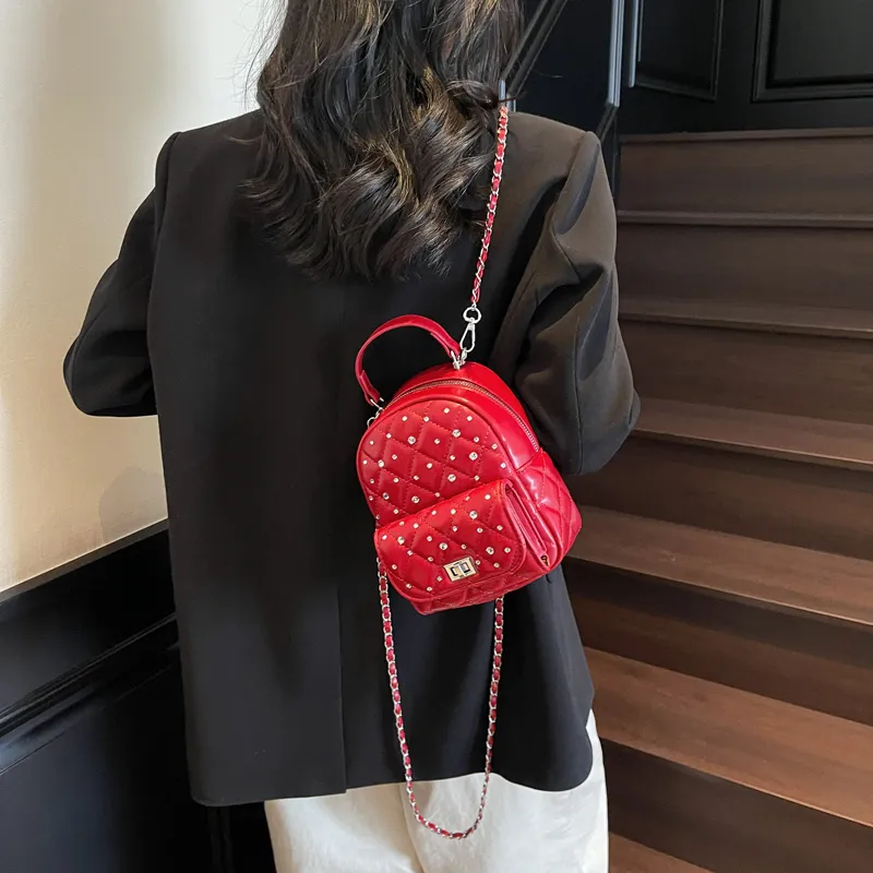 BAODIDAISHU PU Commute Backpack Shopping Travel Backpack Regular Women's White/Black/Red/Yellow/Denim Blue/Pink Purple-14