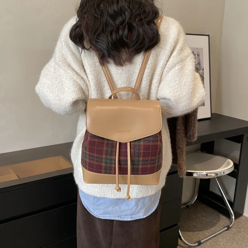 BAODIDAISHU PU Backpack Women's Khaki/Coffee/Brown-2