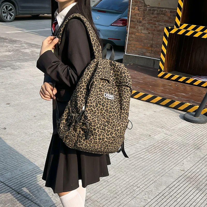 BAODIDAISHU Nylon Couple Backpack Men And Women's Regular Women's Brown/Beige-4