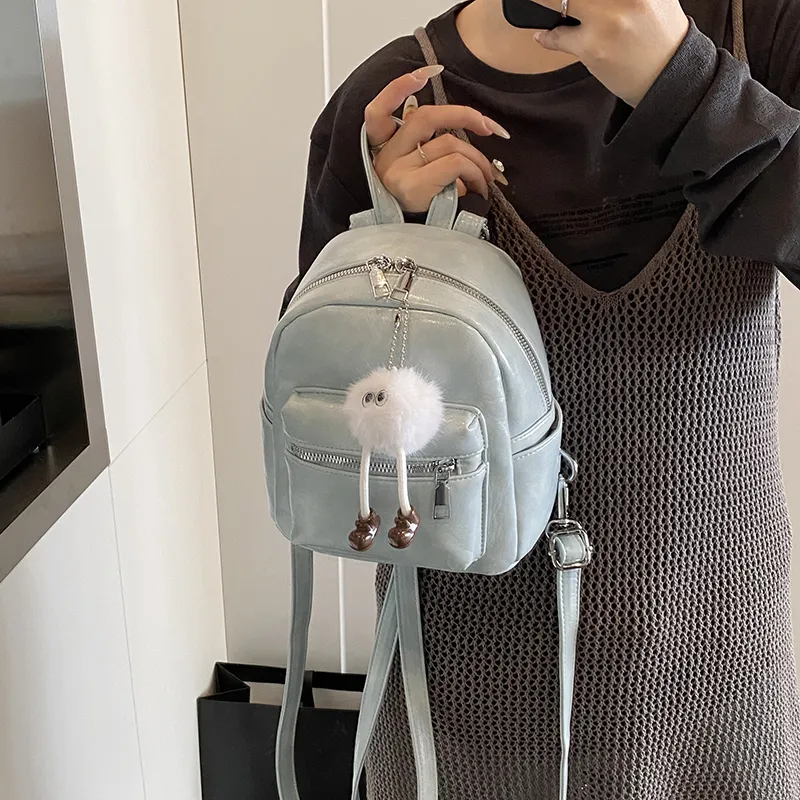 BAODIDAISHU PU Small Backpack Women's White/Light Gray/Black/Blue/Pink-20