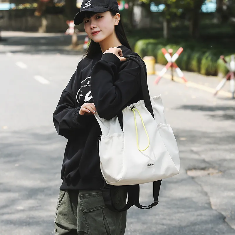 BAODIDAISHU Nylon Backpack Women's White/Silver/Black/Red/Yellow-4