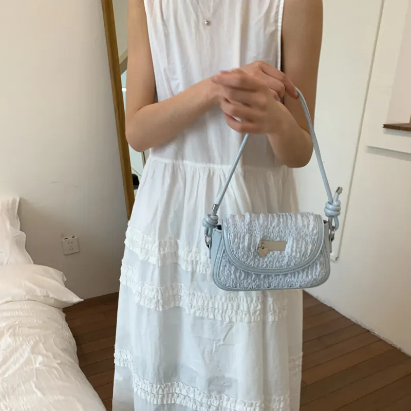 BAODIDAISHU Composite Leather Underarm Shoulder Bag, Crossbody Bag Women's Blue-1