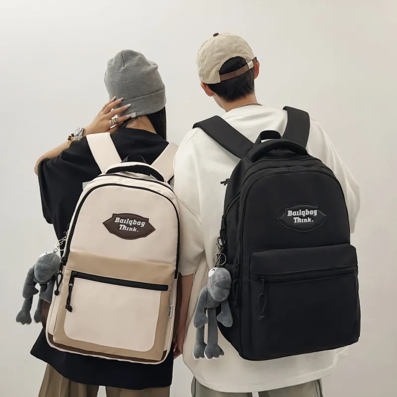 BAODIDAISHU Nylon Backpack Unisex Black/Gray/Coffee & Light Blue/Coffee & Khaki-14