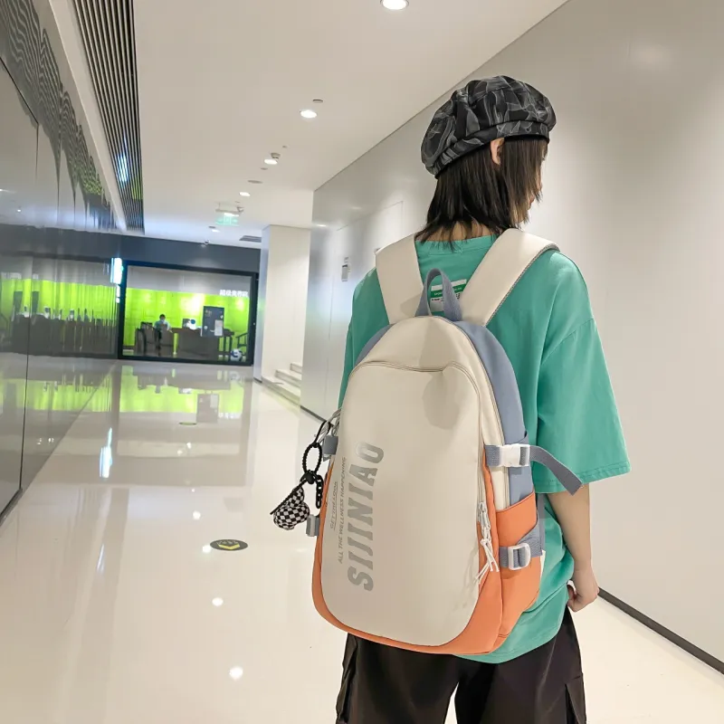 BAODIDAISHU Nylon Backpack Unisex Black/Blue/Violet/Orange/Gray-10