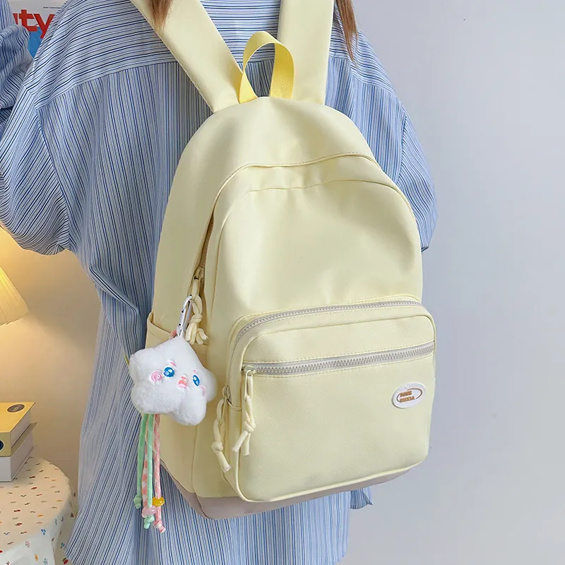 BAODIDAISHU Nylon Backpack Unisex Yellow/Black/Light Gray/Blue/Purple/Green-1
