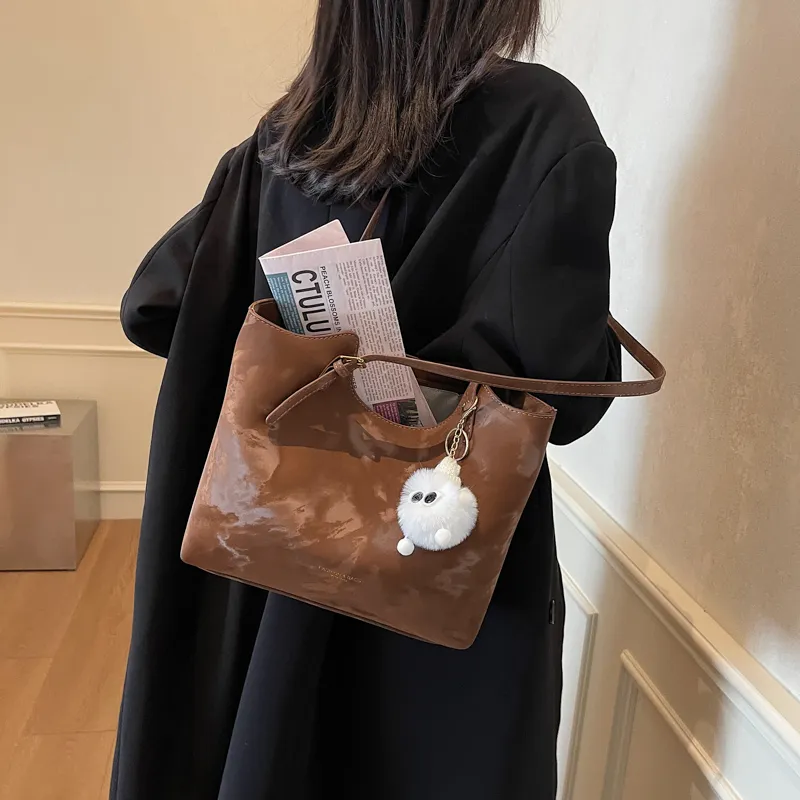 BAODIDAISHU PU Tote Bag, Shopping Bag, Shoulder Bag Regular Women's Black/Beige/Brown/Pink-20