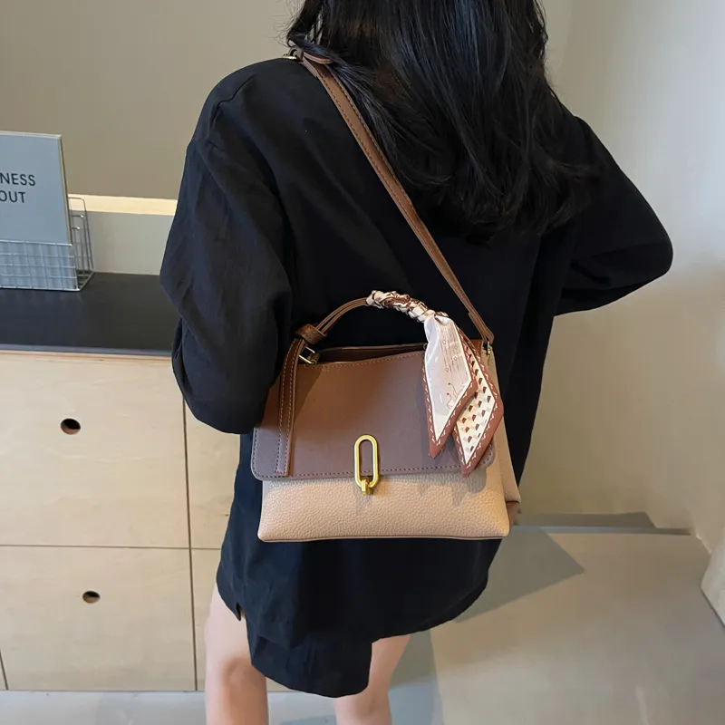 BAODIDAISHU PU Shoulder Bag Crossbody Bag Medium Size Women's Coffee & Khaki/White & Brown/Black/Coffee-8