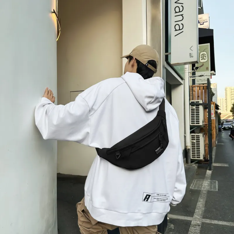 BAODIDAISHU Nylon Sling Bags Crossbody Bags Regular Unisex White Multicolor/Pure Black/Black Multicolor-4