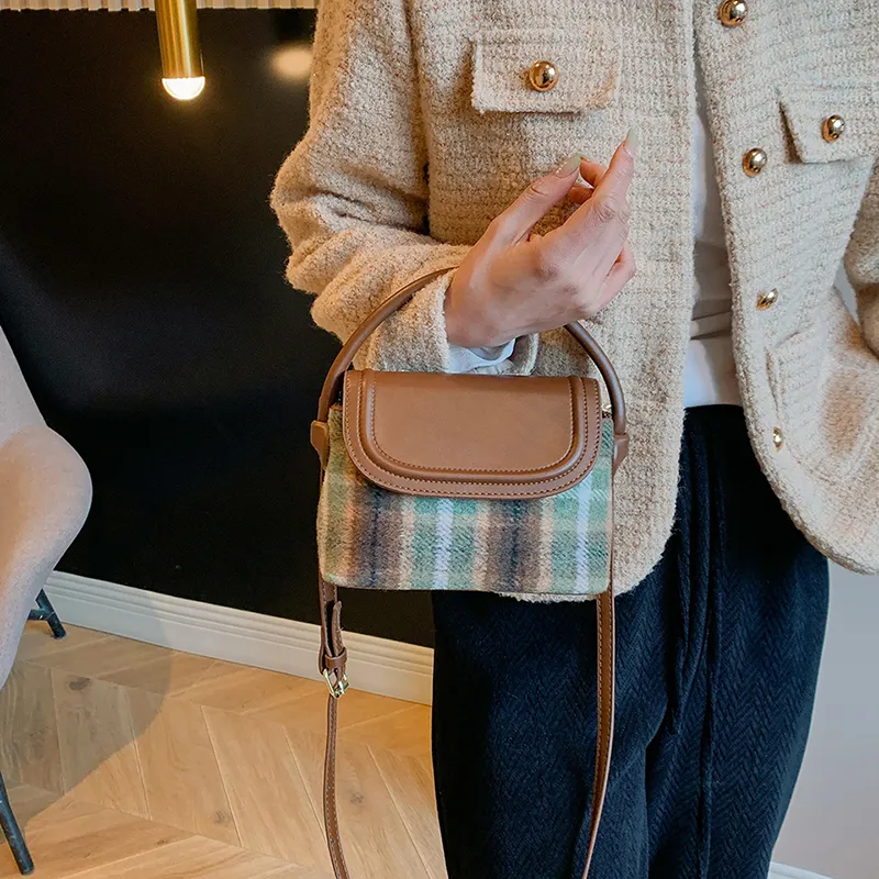 BAODIDAISHU PU & Woolen Shoulder Bag, Crossbody Bag Regular Women's Red/Green/Blue-6