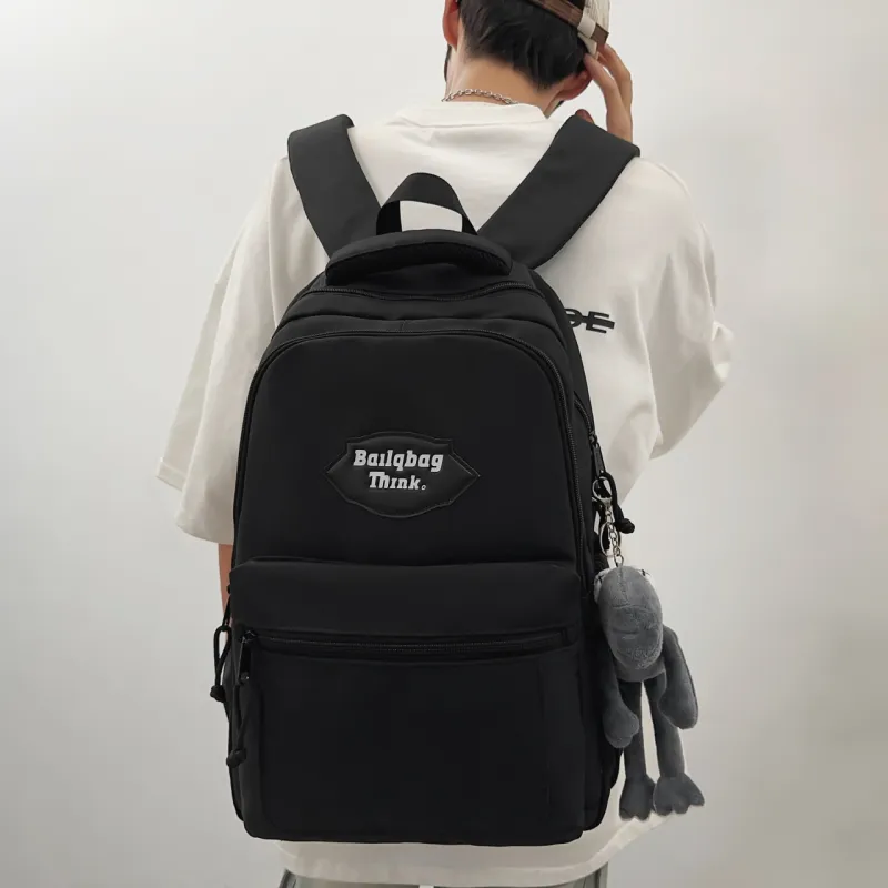 BAODIDAISHU Nylon Backpack Unisex Black/Gray/Coffee & Light Blue/Coffee & Khaki-6