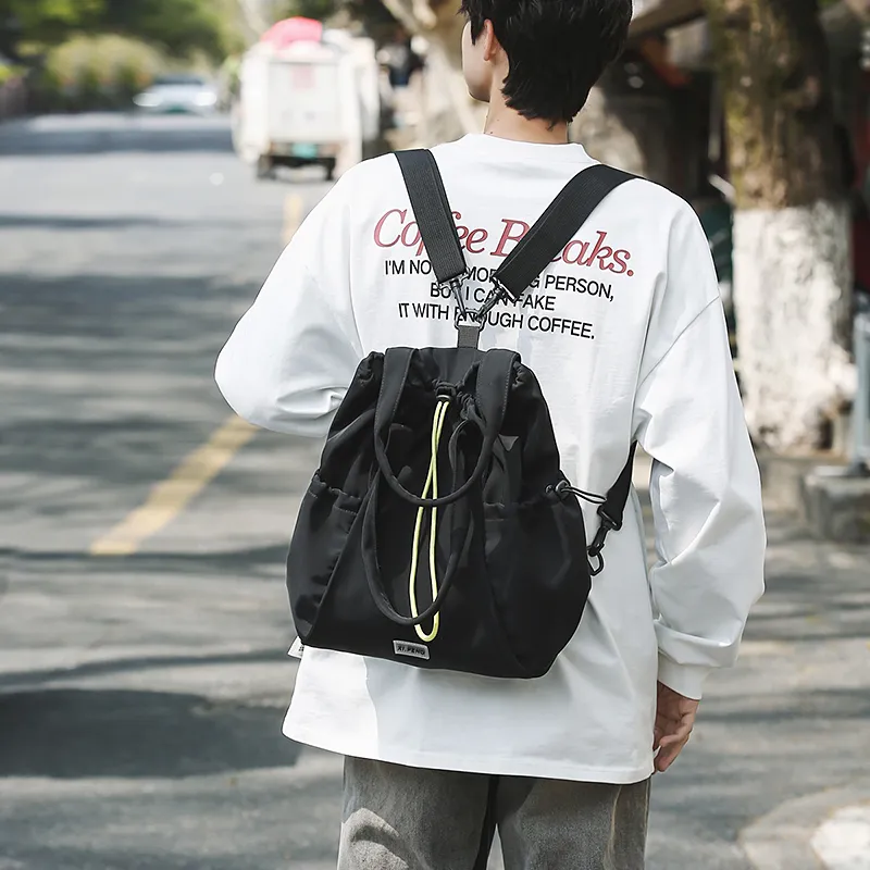 BAODIDAISHU Nylon Backpack Women's White/Silver/Black/Red/Yellow-12