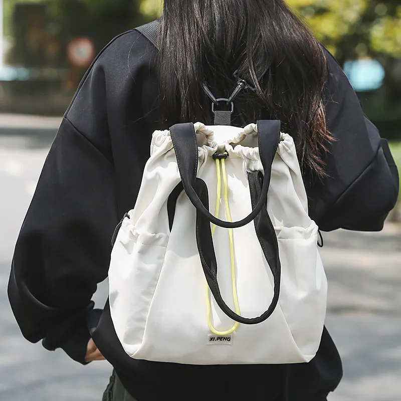 BAODIDAISHU Nylon Backpack Women's White/Silver/Black/Red/Yellow-2