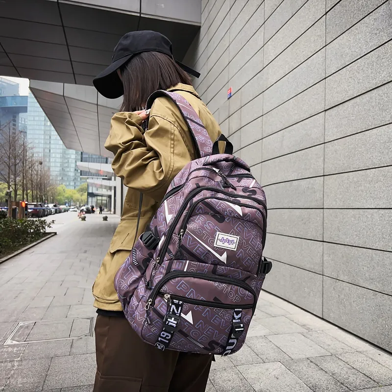 BAODIDAISHU Nylon Backpack Laptop Bag Backpack Regular Unisex Black/Purple/Green/Light Blue/Blue-5