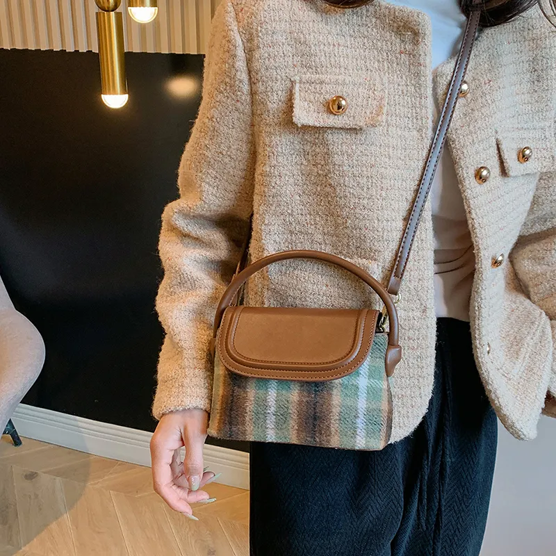 BAODIDAISHU PU & Woolen Shoulder Bag, Crossbody Bag Regular Women's Red/Green/Blue-7