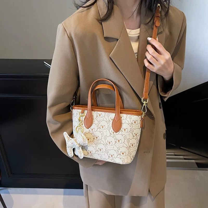 BAODIDAISHU PU Shoulder Bag Crossbody Bag Handbag Regular Women's Ecru/Brown-5