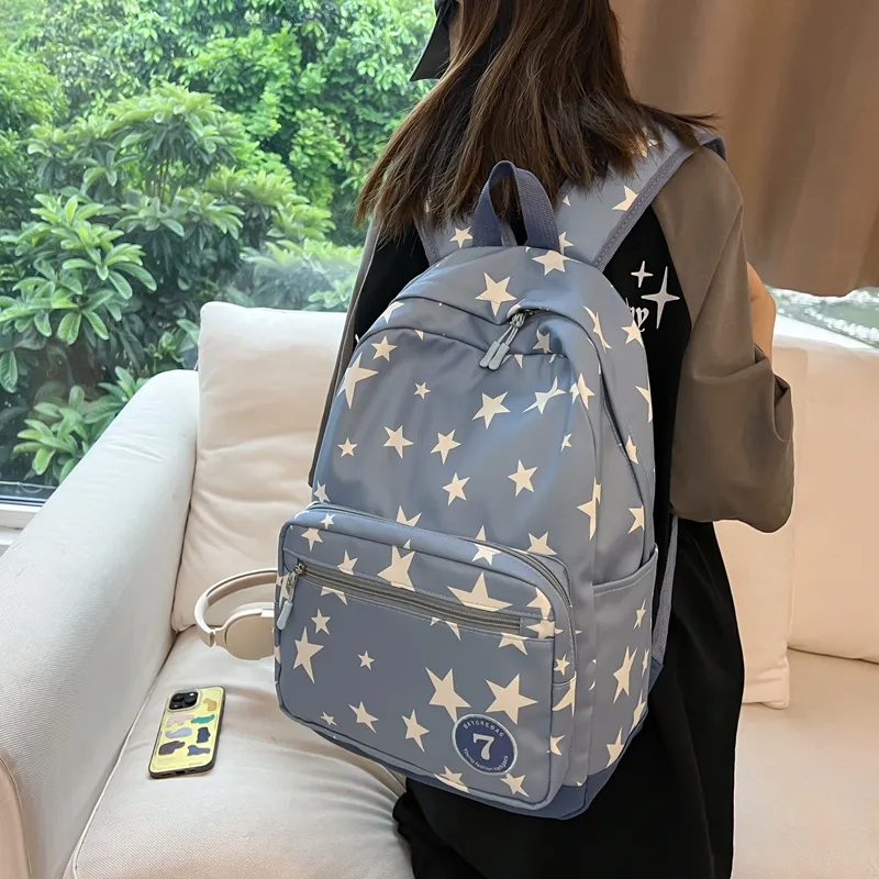 BAODIDAISHU Nylon Backpack Regular Women's Beige/Black/Blue/Pink-9