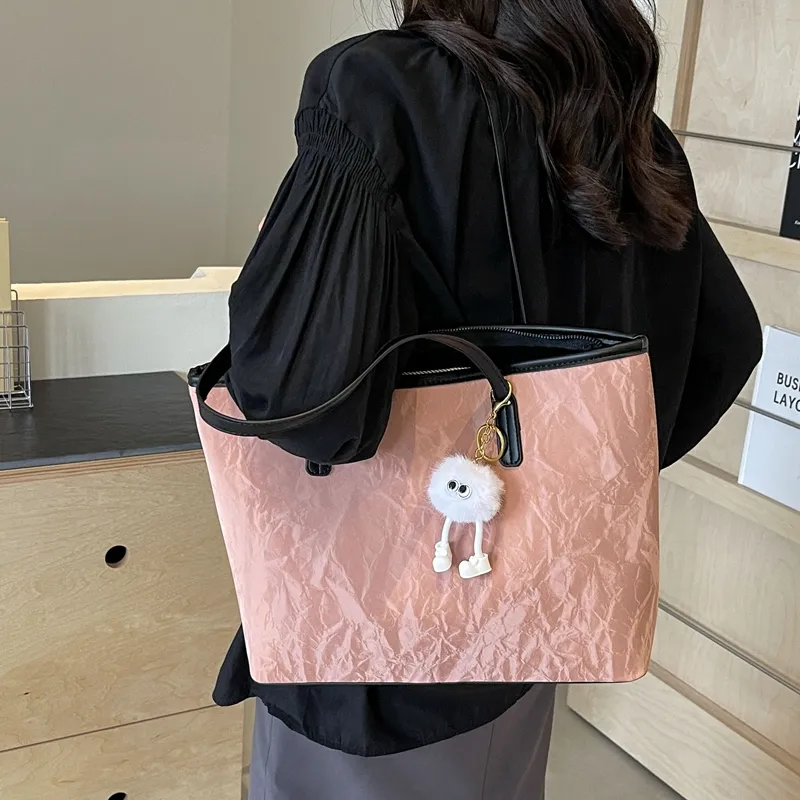 BAODIDAISHU PU Shoulder Bag Handbag Tote Medium Size Women's White Silver Black Pink-21
