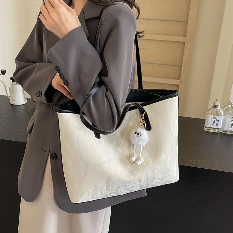 BAODIDAISHU PU Shoulder Bag Handbag Tote Medium Size Women's White Silver Black Pink-2