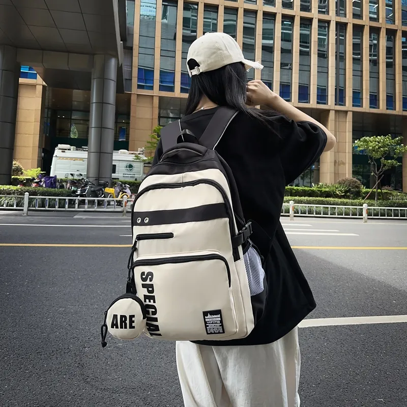 BAODIDAISHU Nylon Backpack Regular Unisex Blue/Pure Black/Black & Green/White & Black/Khaki-8