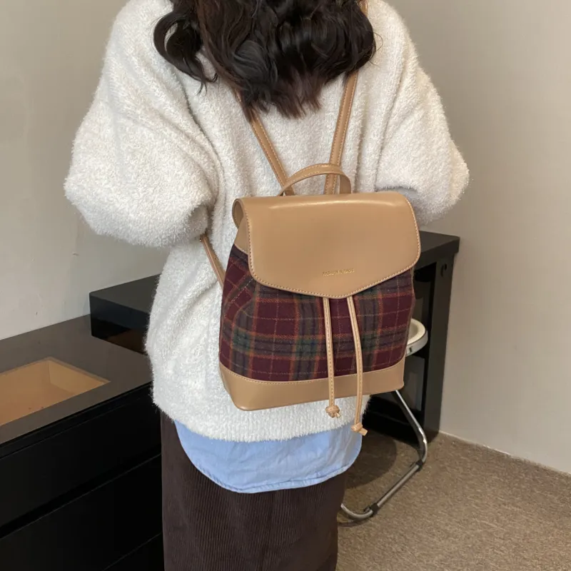 BAODIDAISHU PU Backpack Women's Khaki/Coffee/Brown-1