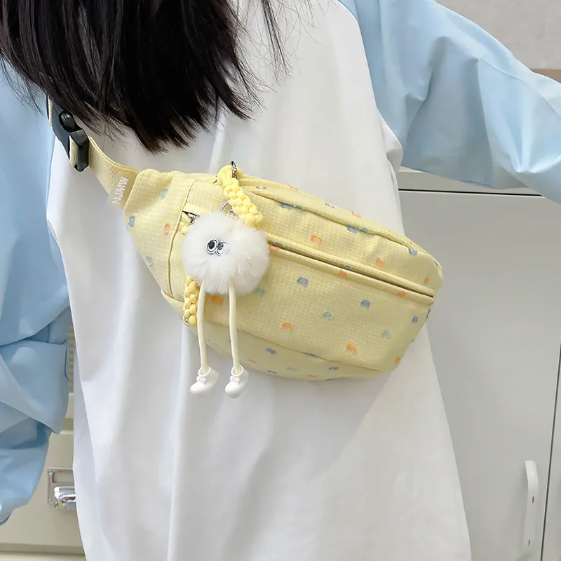BAODIDAISHU Nylon Sling Bag Women's Yellow/Blue-1
