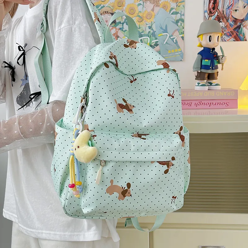 BAODIDAISHU Nylon Backpack Regular Women's Black/Purple/Green/Pink/Beige/Light Yellow-3
