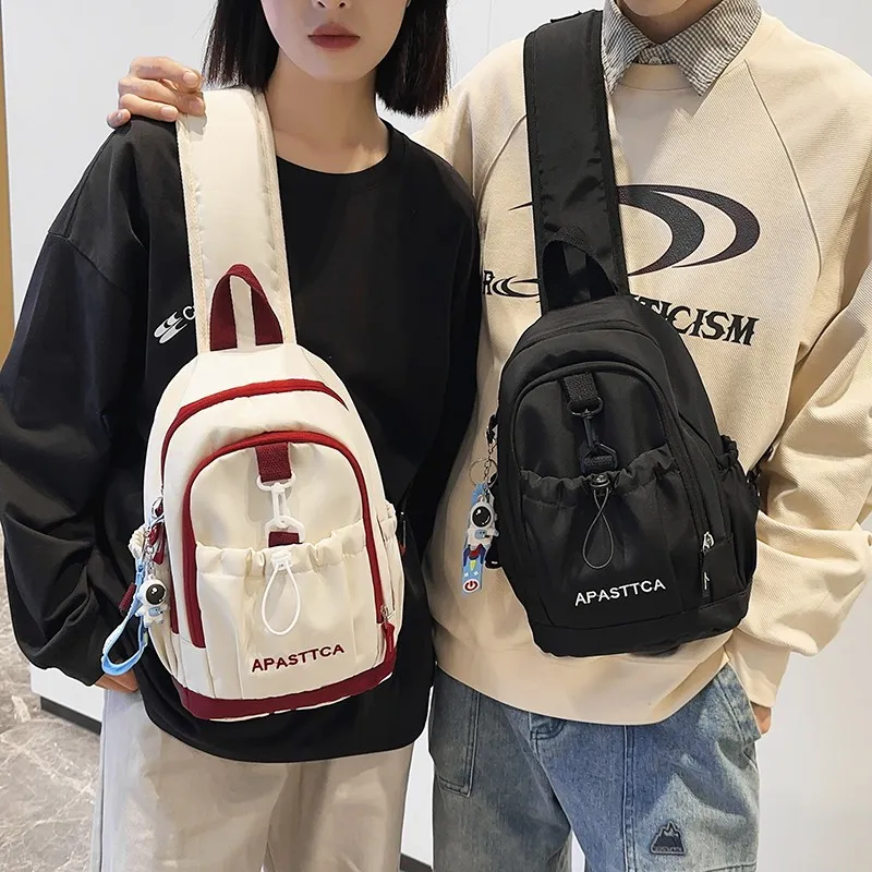 BAODIDAISHU Nylon Crossbody Bag, Backpack, Sling Bag Regular Unisex Light Gray/Black/Red/Green-13