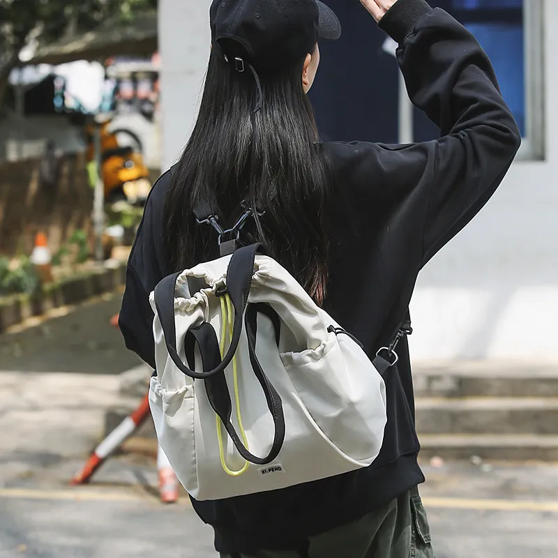 BAODIDAISHU Nylon Backpack Women's White/Silver/Black/Red/Yellow-1