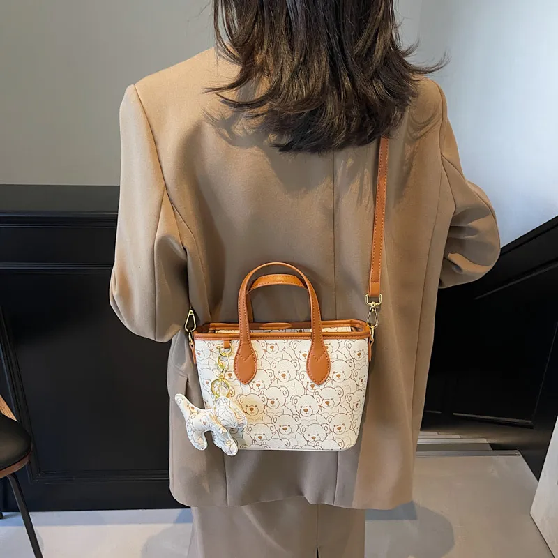 BAODIDAISHU PU Shoulder Bag Crossbody Bag Handbag Regular Women's Ecru/Brown-3
