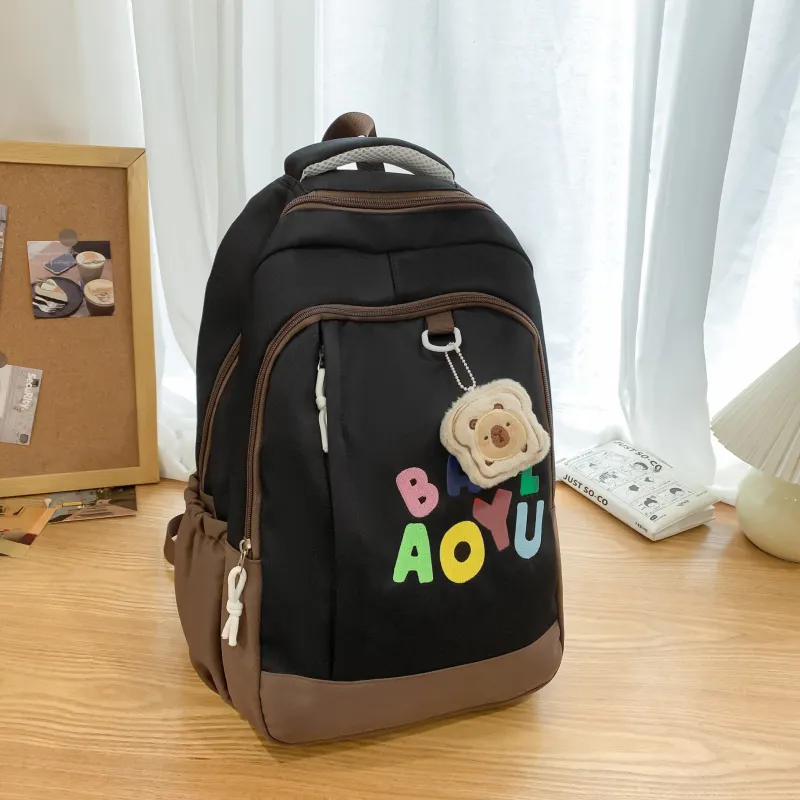BAODIDAISHU Nylon Backpack Unisex Dark Blue/Yellow Green/Black-17