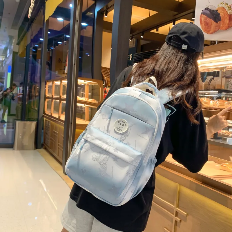 BAODIDAISHU Nylon Fabric Backpack And Laptop Bag Unisex Gray/Purple/Blue/Pink-9