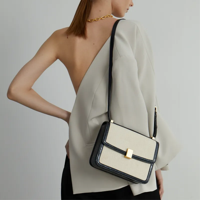 SUSEN Canvas Collection Minimalist Style Versatile Fashion Shoulder Bag Crossbody Bag Woven Tofu Bag-8