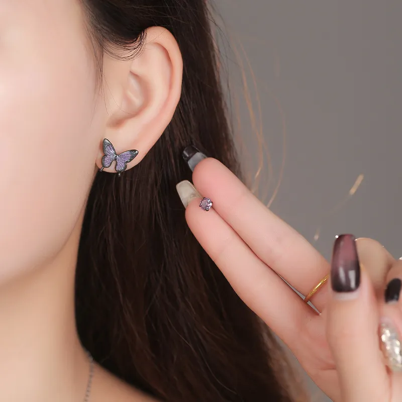GLOIRE Zircon Stud Earrings Women's-1