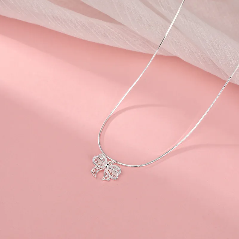 GLOIRE S999 Fine Silver Necklaces Women's Minimalist Style Fashion Luxe Feel Romantic Date Versatile Commute-2