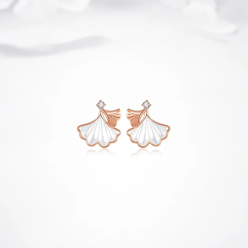 GLOIRE 18K Gold Stud Earrings Women's Rose Gold-1