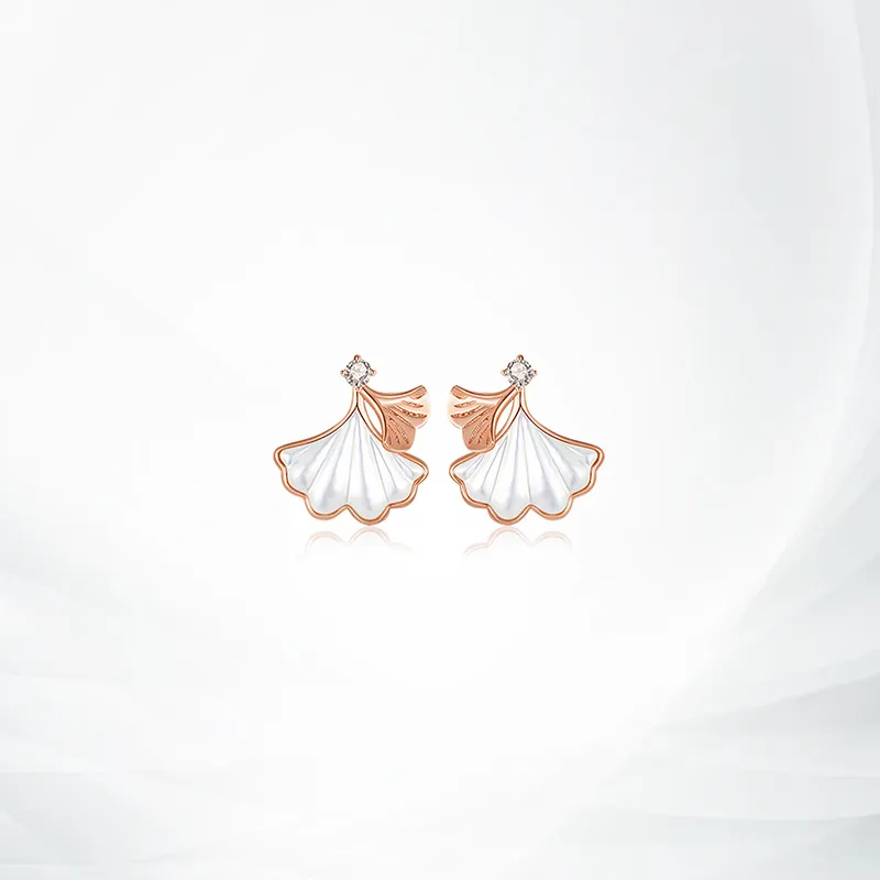 GLOIRE 18K Gold Stud Earrings Women's Rose Gold-2