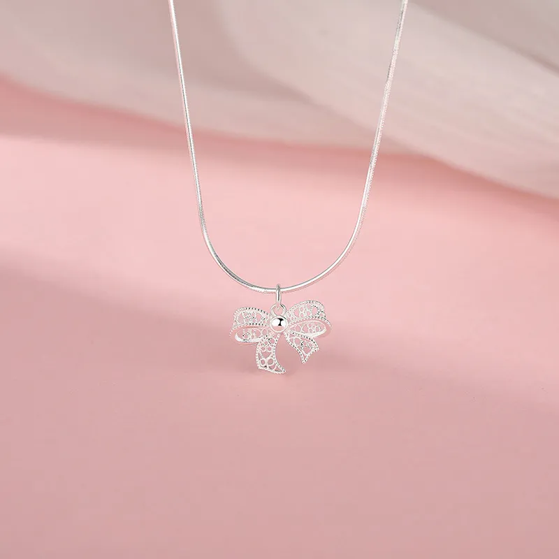 GLOIRE S999 Fine Silver Necklaces Women's Minimalist Style Fashion Luxe Feel Romantic Date Versatile Commute-3