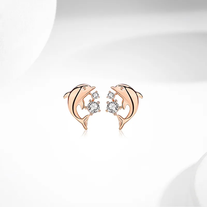GLOIRE 18K Gold Stud Earrings Women's Rose Gold-1