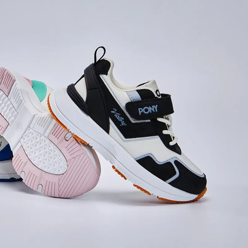 PONY Cushioning Wear Resistant Kids Lifestyle Shoes Black White Kids'-7