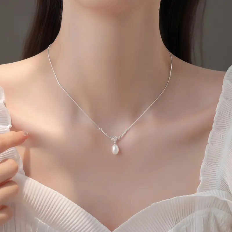 Di Su Xing 925 Silver Pearls Necklaces Women's-2