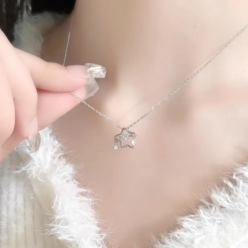 Di Su Xing 925 Silver Zircon Necklaces Women's-2