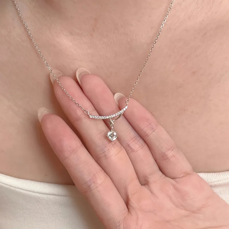 Di Su Xing 925 Sterling Silver Zircon Necklaces Women's-3