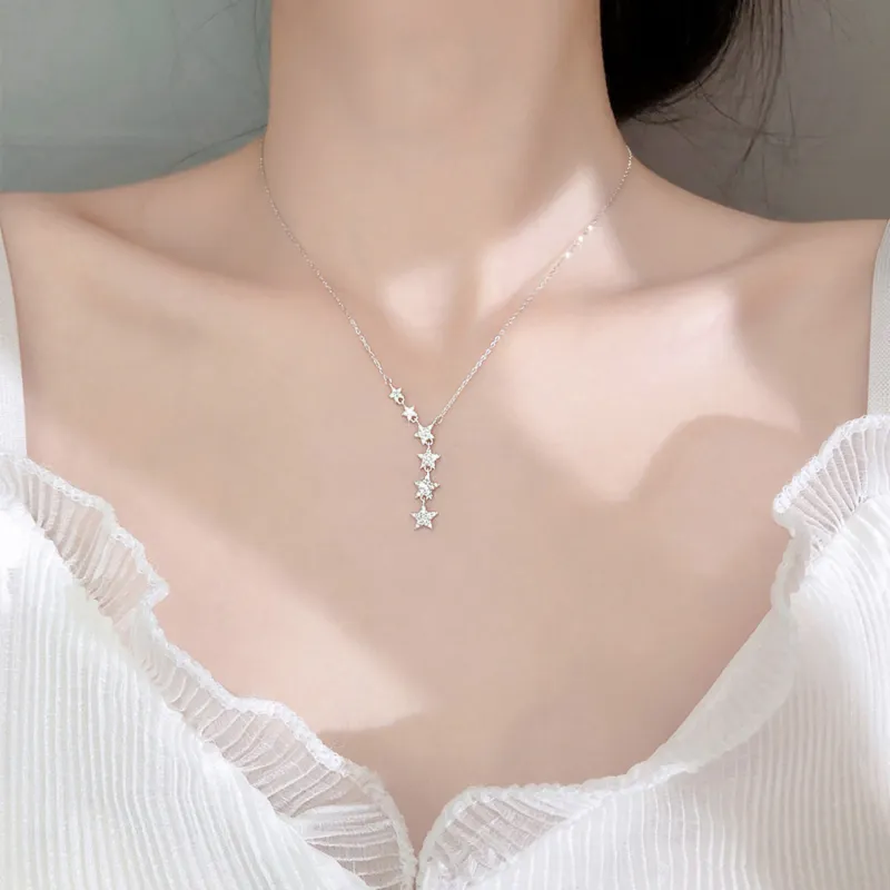 Di Su Xing 925 Sterling Silver Zircon Necklaces Women's-3