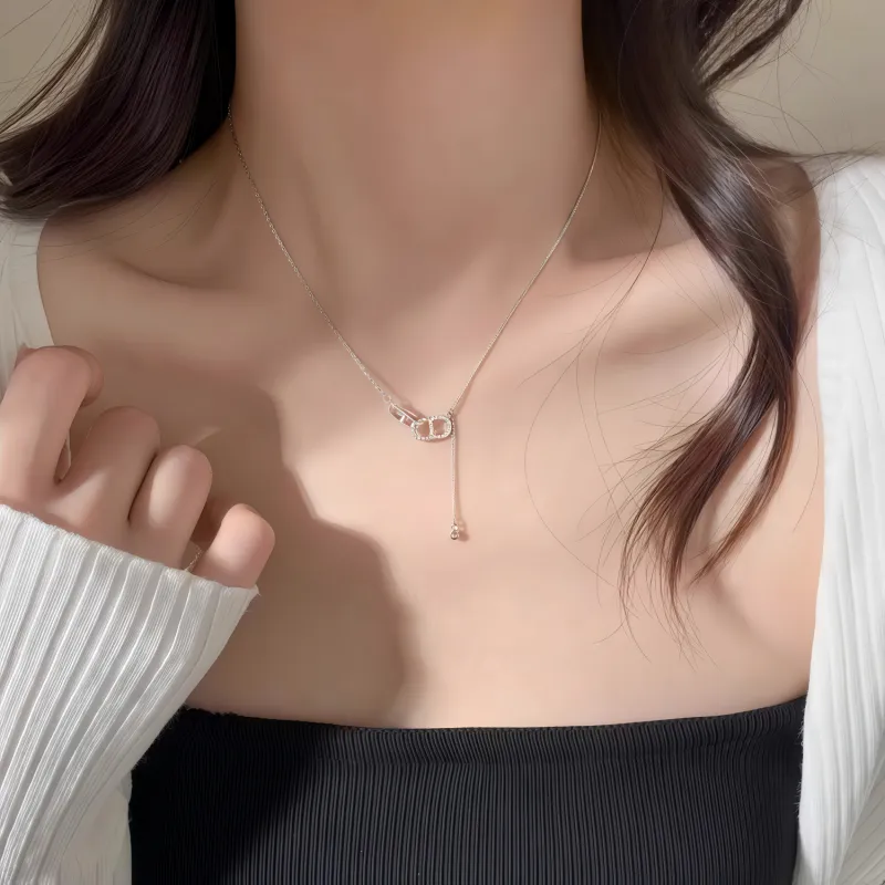 Di Su Xing 925 Sterling Silver Zircon Necklaces Women's-2