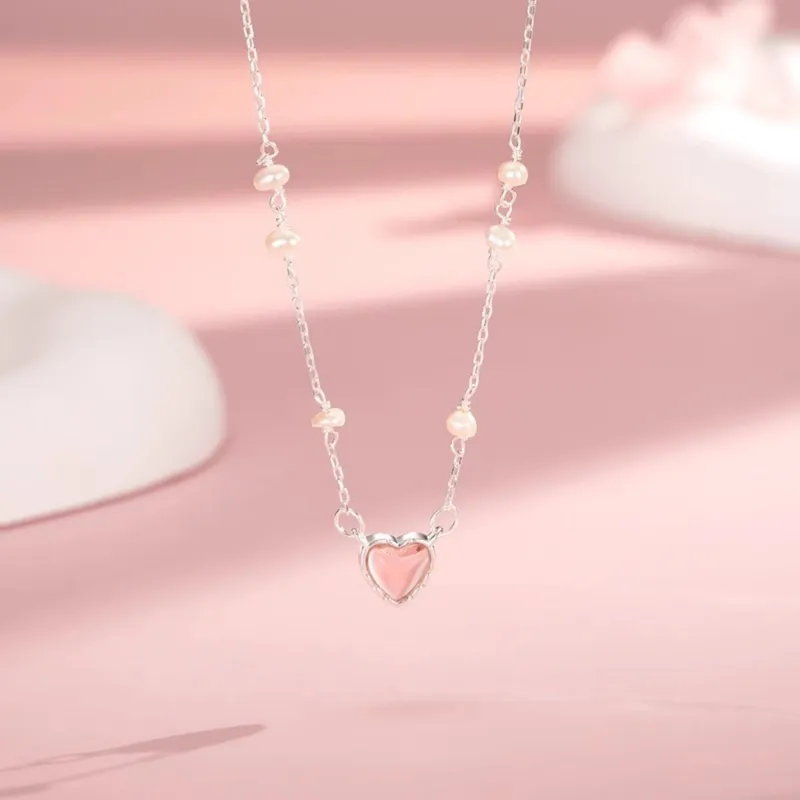 Di Su Xing 925 Sterling Silver Shell Pearl Zircon Necklaces Women's-3