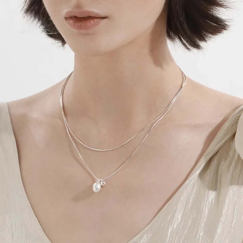 Di Su Xing 925 Silver Pearls Necklaces Women's-1