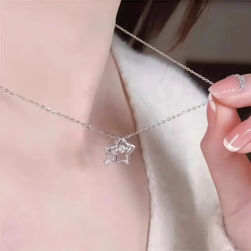 Di Su Xing 925 Silver Zircon Necklaces Women's-3